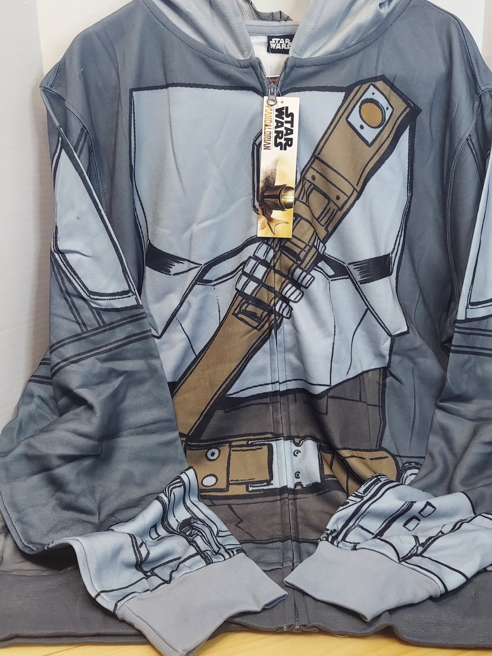 Star Wars The Mandalorian sublimated costume zip-up hoodie 2XL NWT